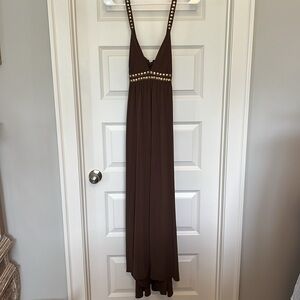 Tracy Reese New York Chocolate Gown w/ Gold Stud Detail Size 6